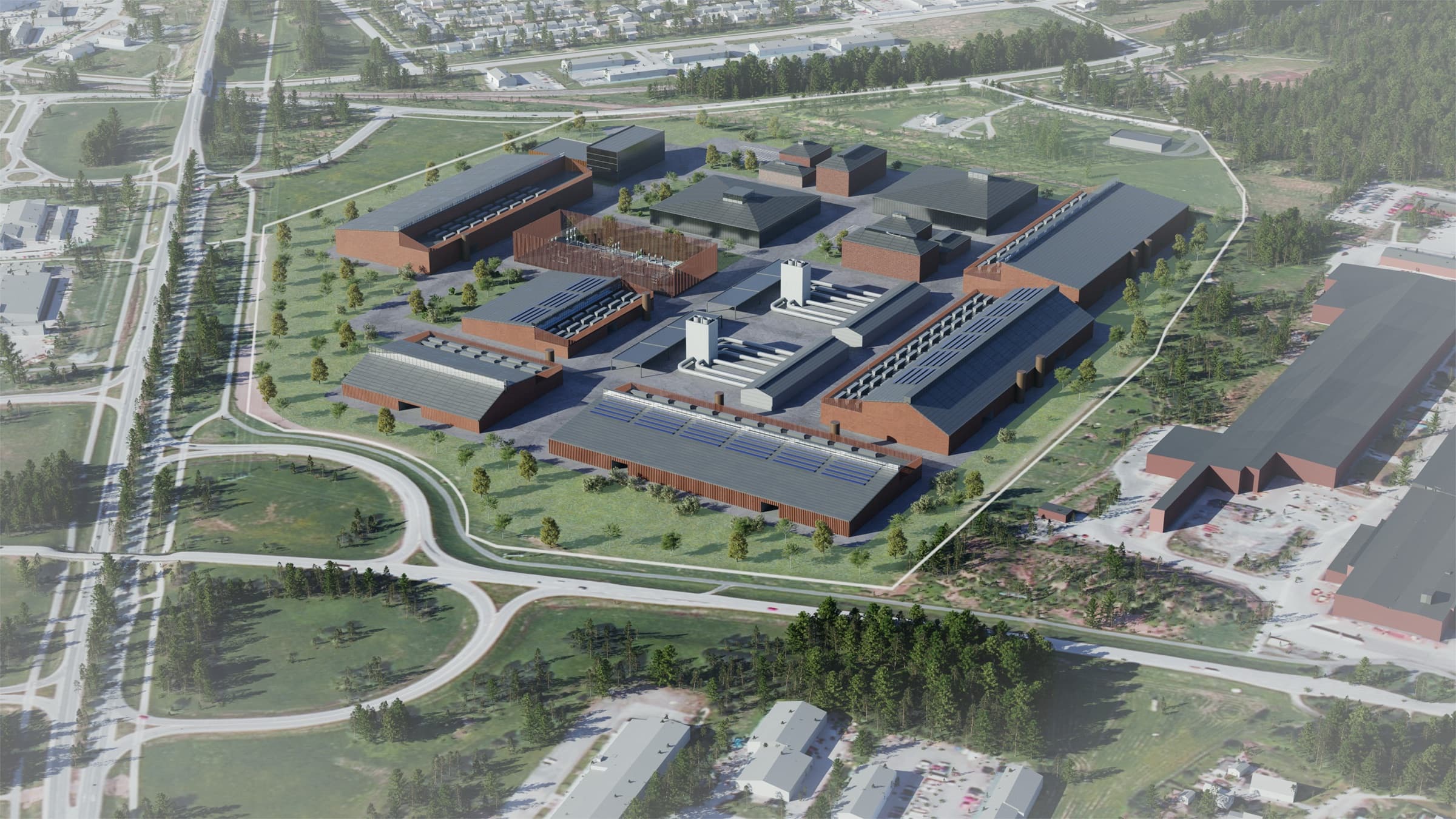 Aerial view of the planned Pori data center campus